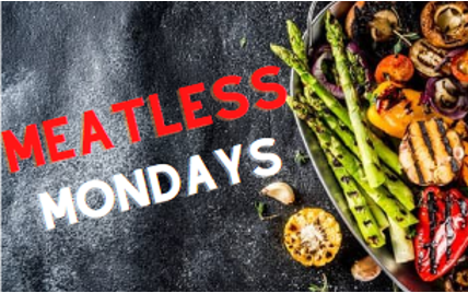 Photo of a grilled vegetarian dish with the text "Meatless Mondays" superimposed